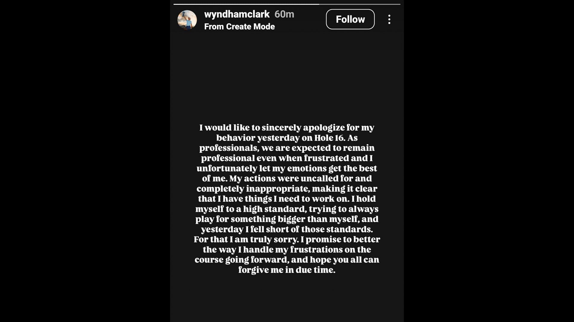 Screenshot from Clark's Instagram story/IG: @wyndhamclark